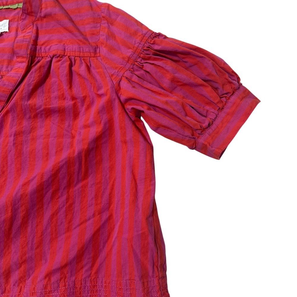 Anthropologie The Darcey Popover Swing Top Striped Blouse Puff Sleeve Women’s MP - Picture 7 of 10